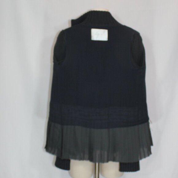 A.L.C. Women Cardigan Ribbed Wool Silk Knit Button Shawl Collar Zip size Small - Picture 5 of 9